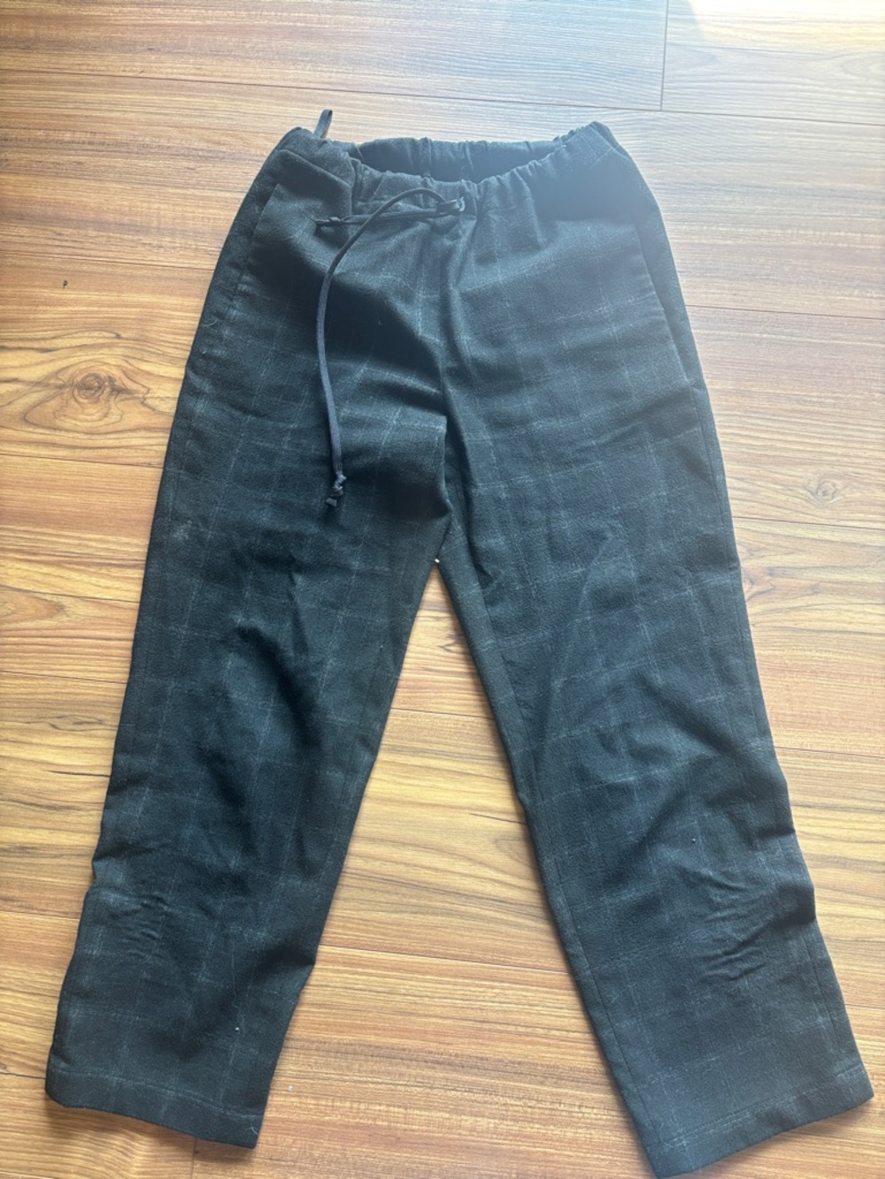Babaton Black Plaid-Effect Straight Leg Joggers